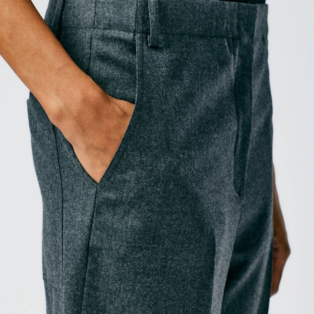 TIBI Grey Superfine Wool Flannel Rodney Straight Leg Trouser 12 - Picture 3 of 15